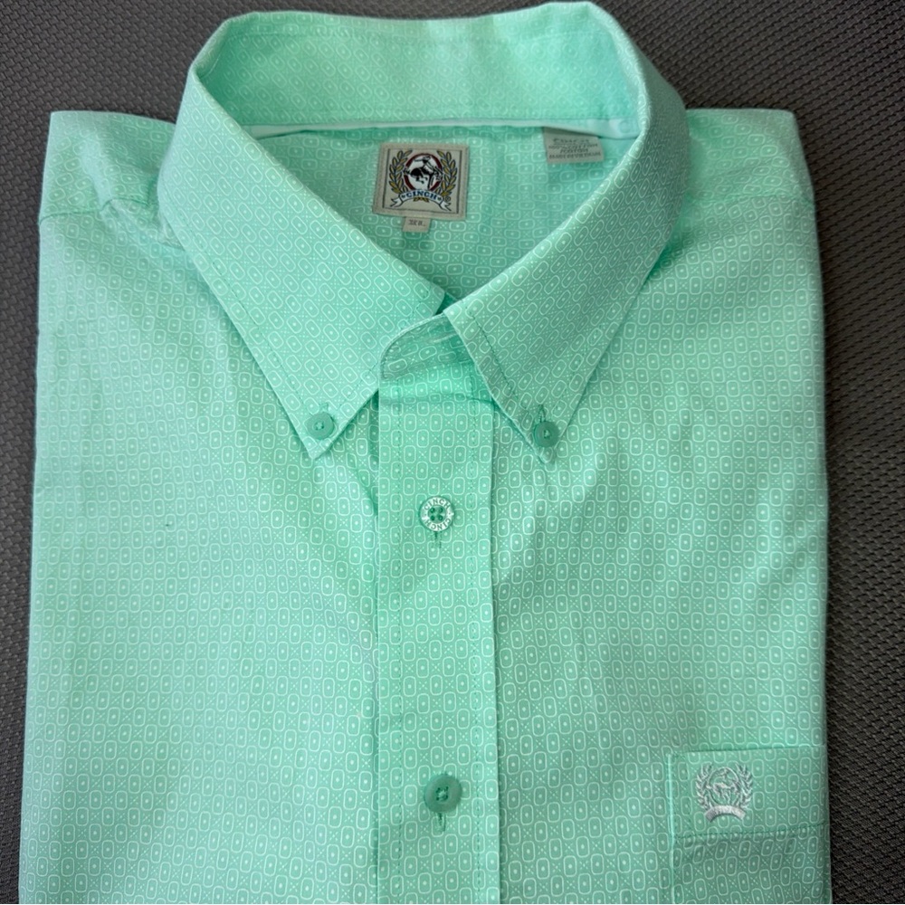 Cinch Men’s Button Down Long Sleeve Western Cowboy Shirt Sz XL Mint Green